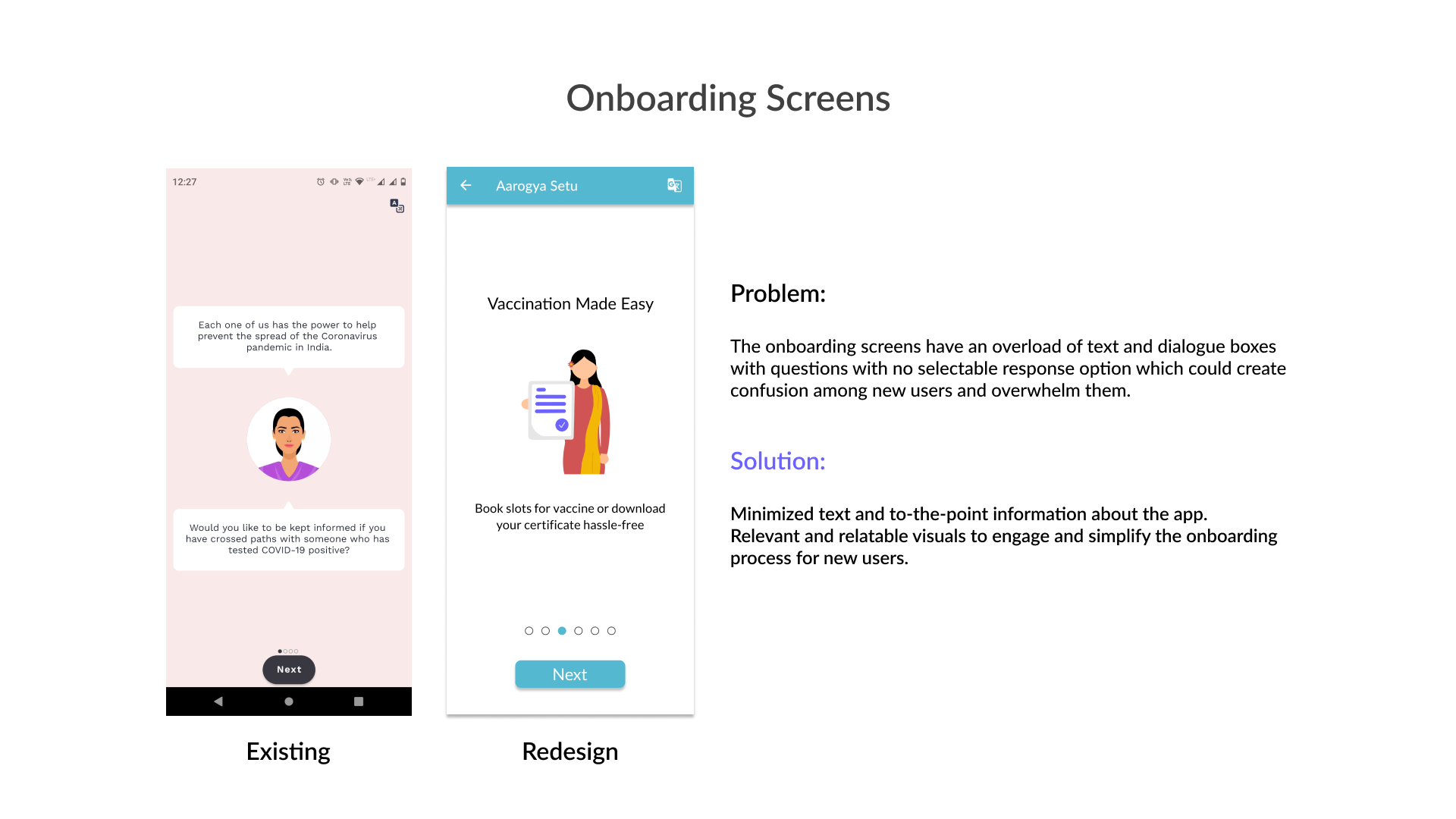 Onboarding screen solution