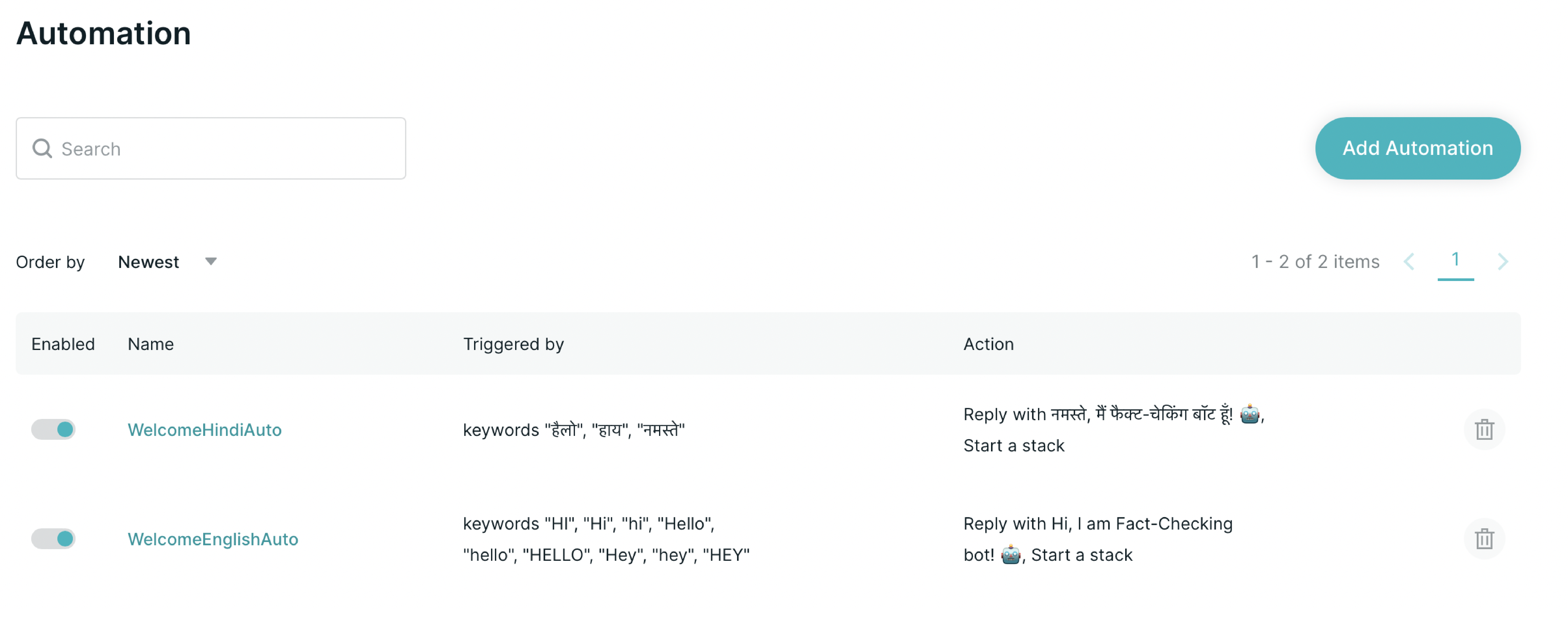 Turn.io automation settings