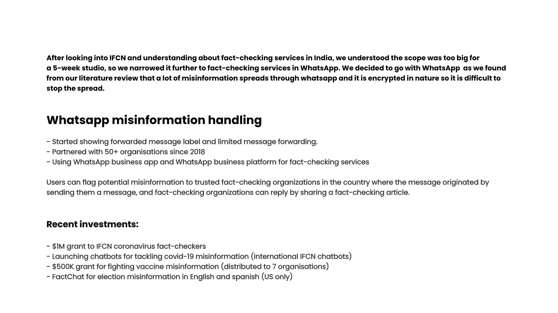 Initiatives by whatsapp to handle misinformation